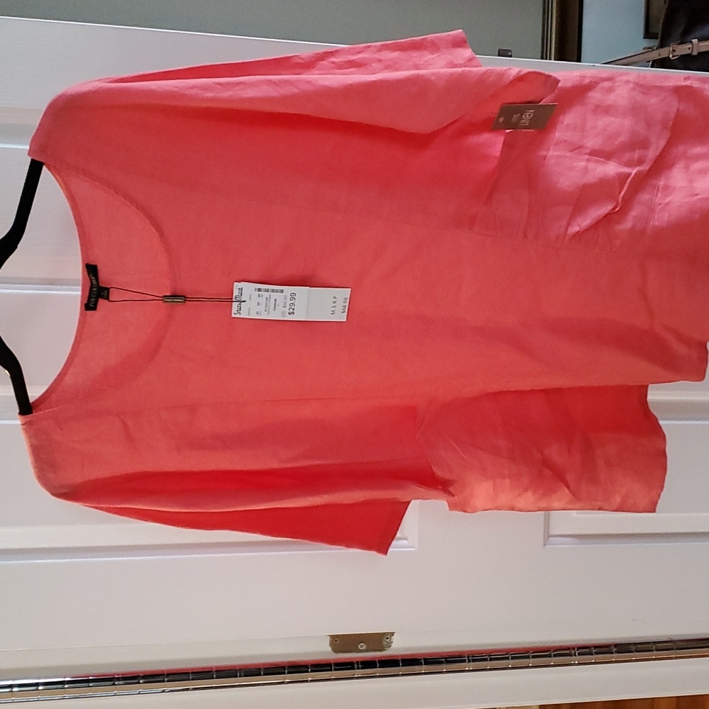 For Cynthia, LG, Linen Top, Coral